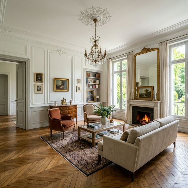 Intérieur de salon rénové et élégant
